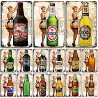 pin up girl metal signs vintage metal poster beer metal plaque home bar club wall decor signs rusty wall plate industrial decor