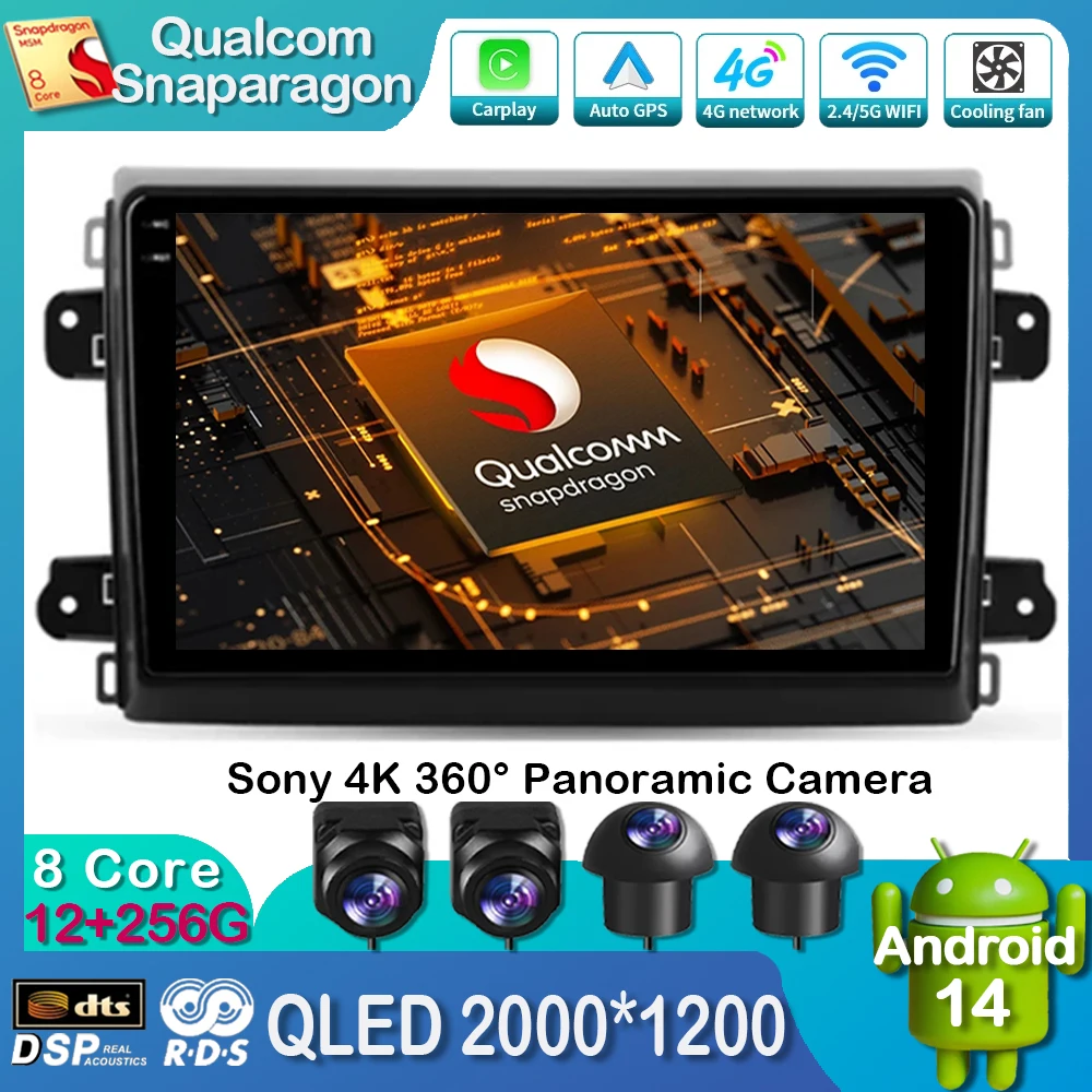 Автомобильный радиоприемник Android 14 для Fiat Ducato Van L3H2 2021 - 2023 GPS Navi мультимедийный