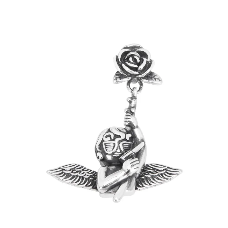 

S925 Sterling Silver Charm Pendants 2022 New Fashion Sunglasses Angel Knight Rose Solide Argentum Amulet Jewelry for Man Women