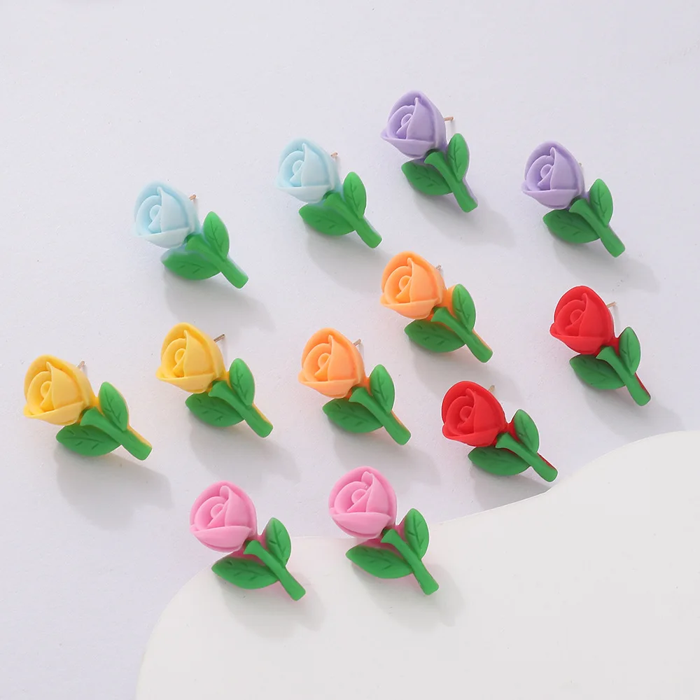 

Cute Small Flower Colorful Earrings Fashion Women's Earrings Trend Korean Stud Earrings