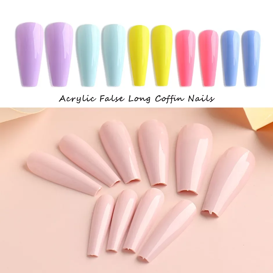 Накладные ногти 100 шт. набор для длинного прессования ногтей гроб балерина