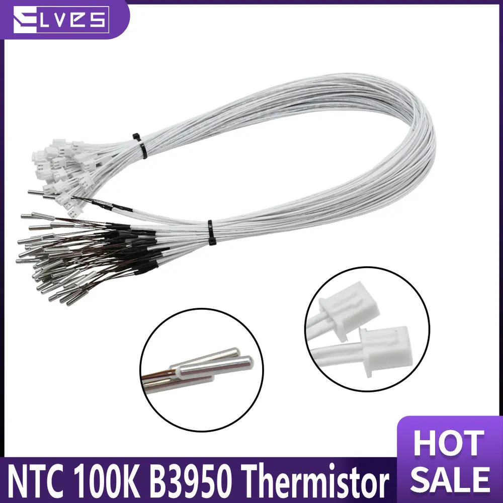 

ELVES 3D Printer NTC 100K B3950 Thermistor 3x15mm Cartridge Sensor High Temperature Resistance 300 Degrees For CR10 V3/Voron