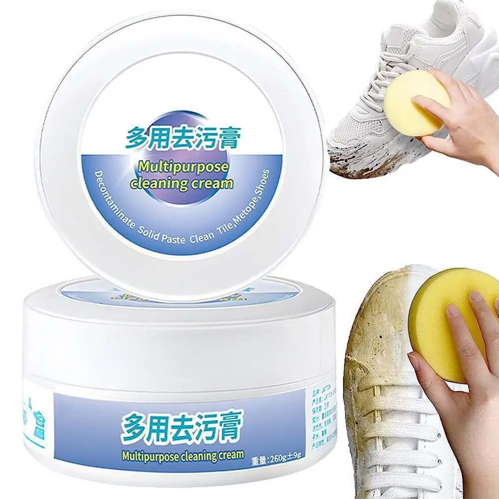 

White Shoes Cleaning Cream Shoes Stain Remover Reusable Shoes Sneakers Cleaning With Wipe Sponge Multi-functional Cleaning Cream