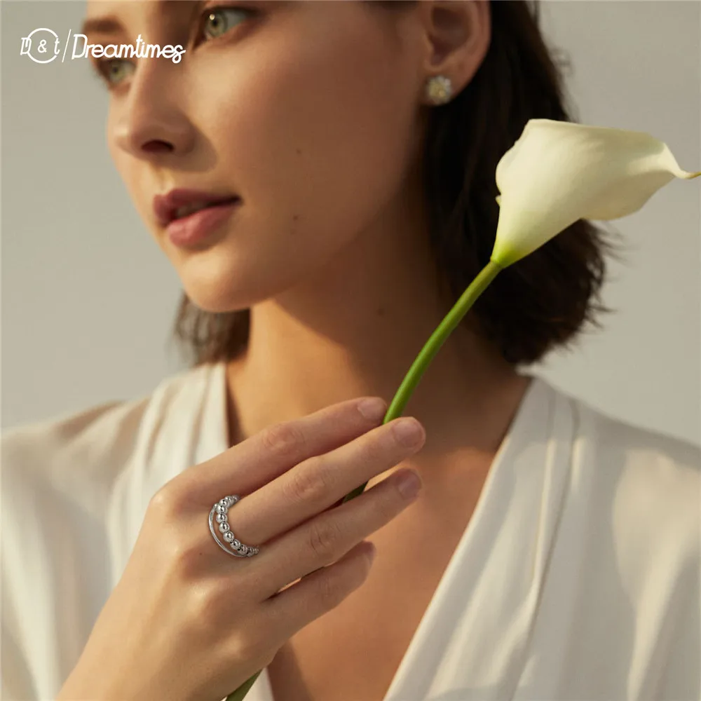 Skyrim Нержавеющая сталь вращать бусины беспокойство кольца регулируемые стресс