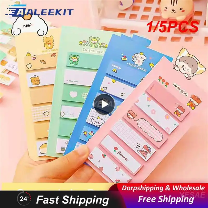 

1/5PCS Bookmark Cartoon High Color Value 20 Sheets/piece Paper Index Sticker Index Paste Student Korean Ins Creativity 13.96.9cm