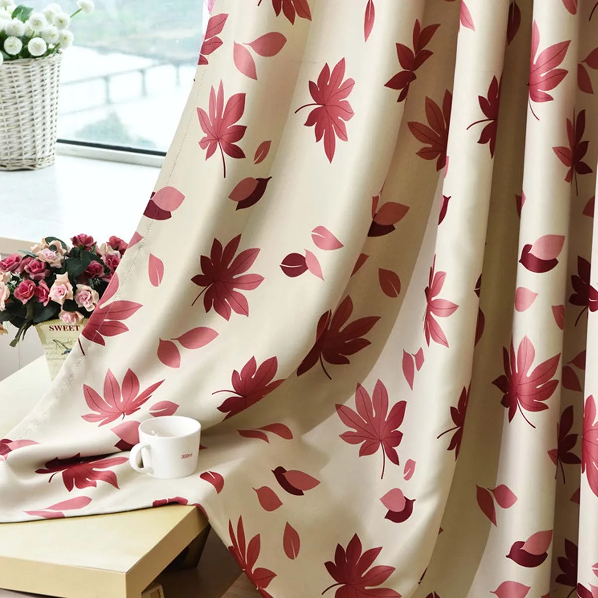 Затемняющие шторы с красными кленовыми листьями для гостиной спальни оконные