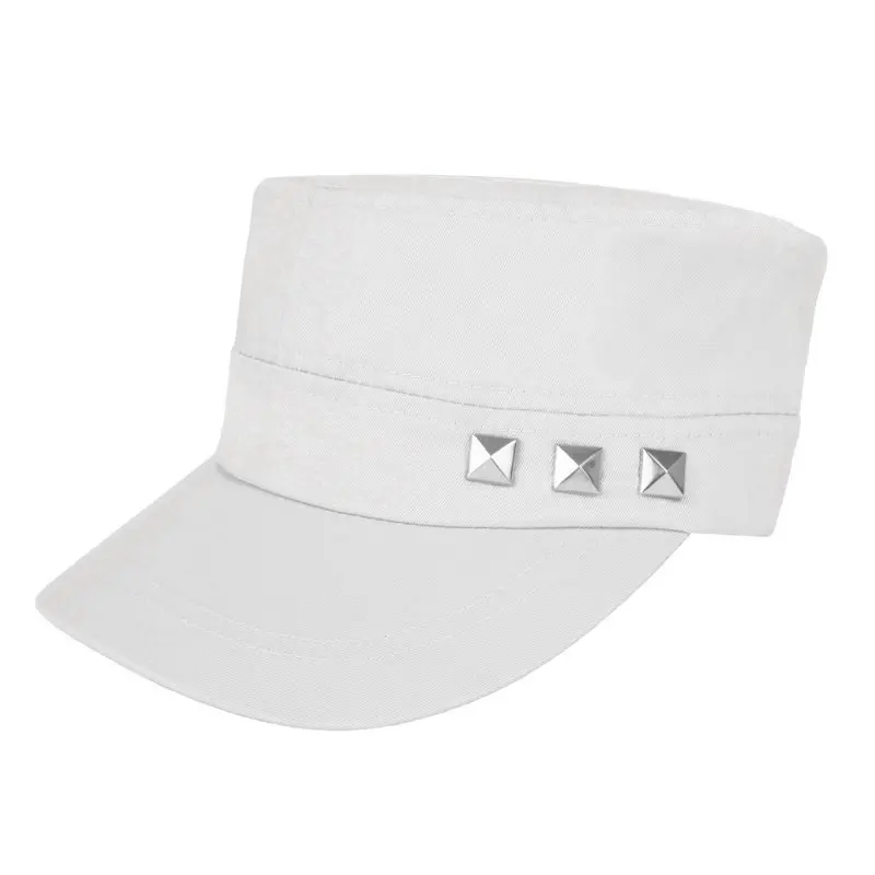 

Beige Studded Cadet Hat Adjustable Strap Sizing