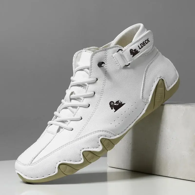 

Мужские кроссовки, весенние высокие ботинки для улицы, повседневная обувь на шнуровке для мужчин, мягкие ботинки из 2023 натуральной кожи на плоской подошве, Zapatillas Hombre