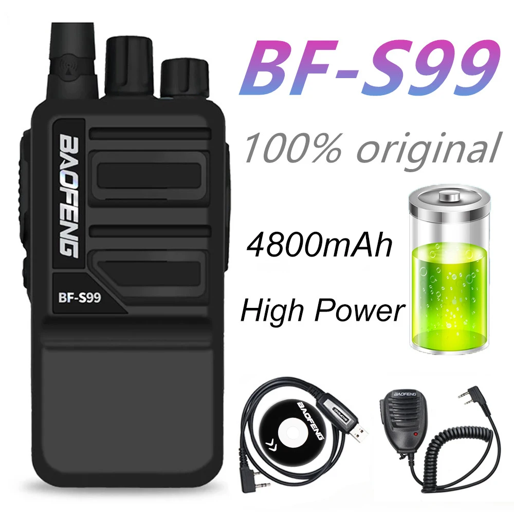 Baofeng BF S99 Walkie Talkie High Power Real 8W Portable Two Way Radio 400-470MHz FM Radio Long Range Transceiver +earphone