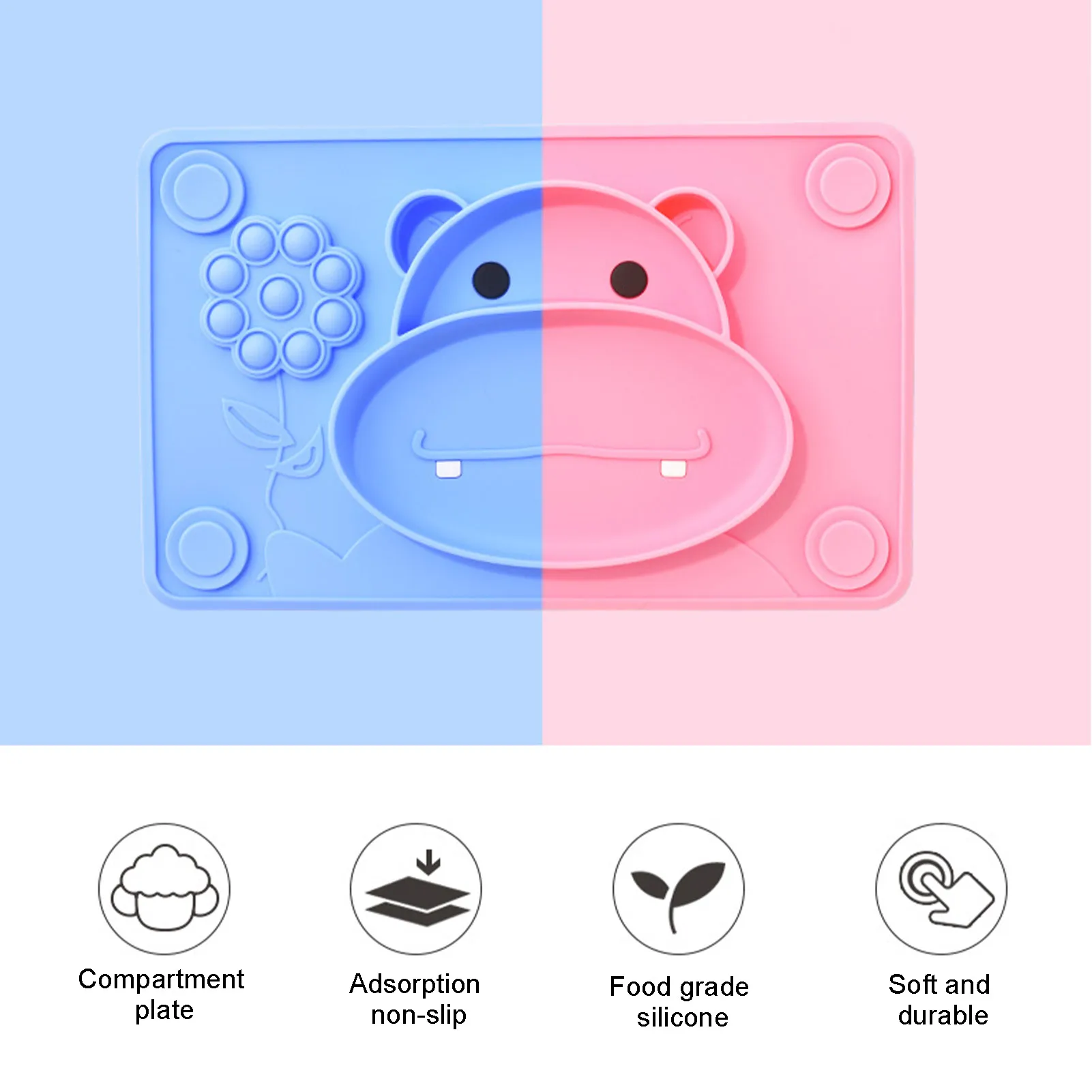 Присоски для малышей и разноцветные разделенные обеденные тарелки силиконовые