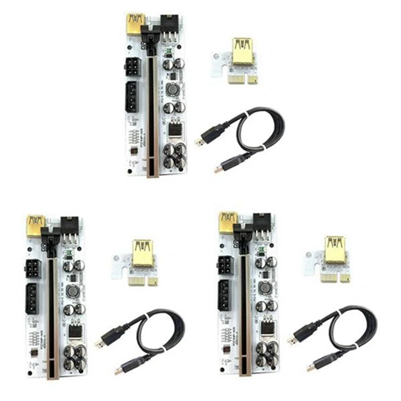 

3 шт., USB 3.0 PCI-E Райзер-карта, стандартный кабель Райзер для видеокарты X16, Райзер-карта PCI-E для майнинга