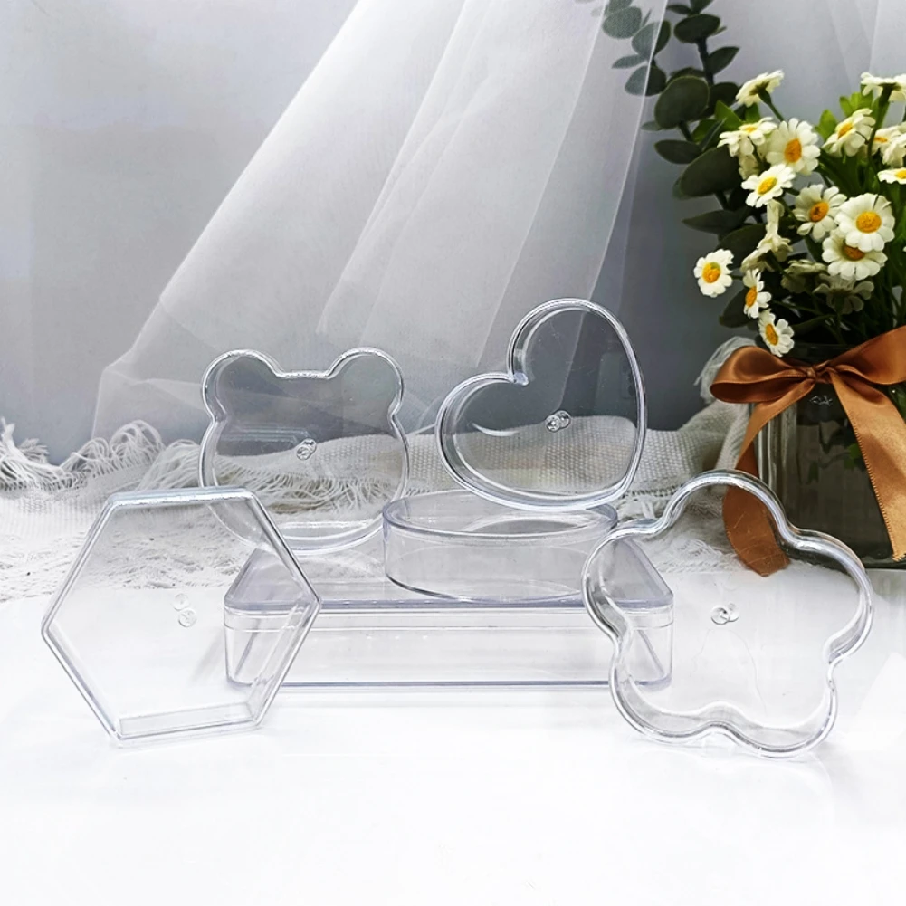 

Transparent Sundries Storage Storage Supplies Portable Multipurpose Dustproof With Cover Flower Shape Heart Shape