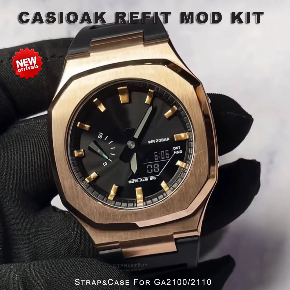 Продажа Роскошный набор для Мода Nautilus Casioak для GA 2100 комплект для модификации GA2110 металлический чехол из нержавеющей стали резиновый ремешок