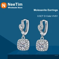 neetim moissanite drop earrings for women white gold plated lab diamond wedding jewelry s925 sterling silver earring wholesale