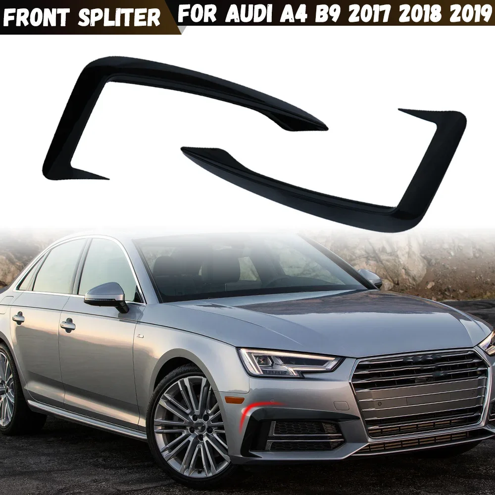 Фото 2X передние противотуманные фары, накладки на брови для Audi A4 B9 2017 2018 2019, передний бампер автомобиля, ветровой нож, решетка, комплекты кузова №1