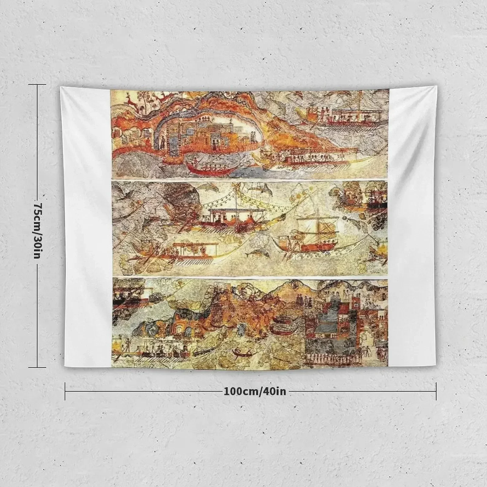 Гобелен Minoan Admirals Flotilla Fresco в трёх панелях 100% полиэстер