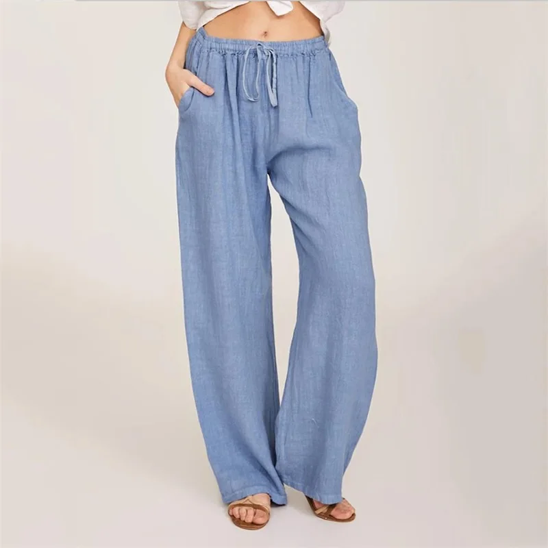 

Solid Pants for Women High Waisted Loose Wide Leg Summer Women's Pant 2022 Casual Homewear Trousers for Female High Quality