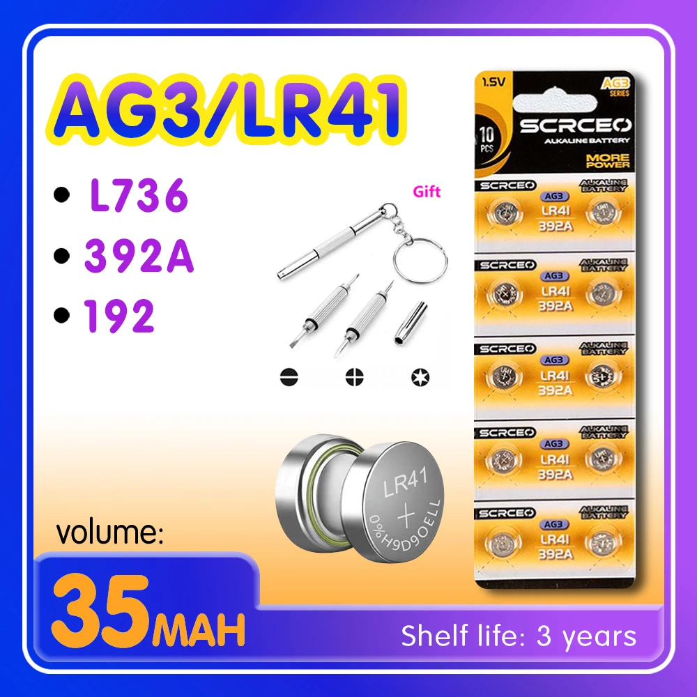 2-10 шт. LR41 AG3 ‌ L736 392 192 Кнопочный аккумулятор 1 5 В литий-марганцевого диоксида
