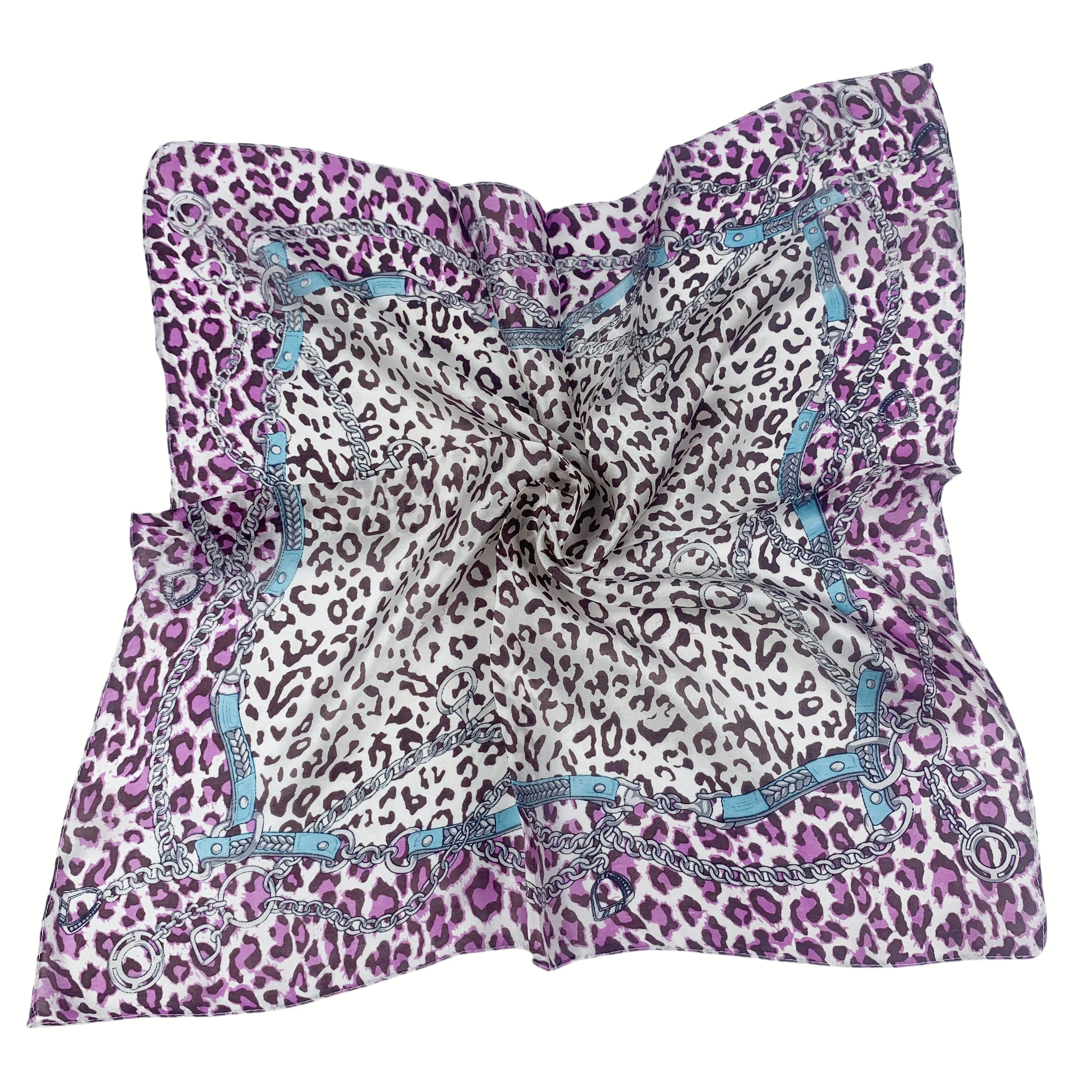 100% шелковый шарф повязка на голову 50 см * цепочка и принт леподаде шейный платок с