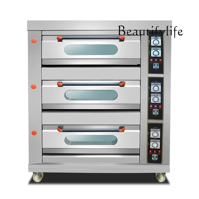 Большая газовая хлебная печь коммерческая трехслойная шестипластовая для торта