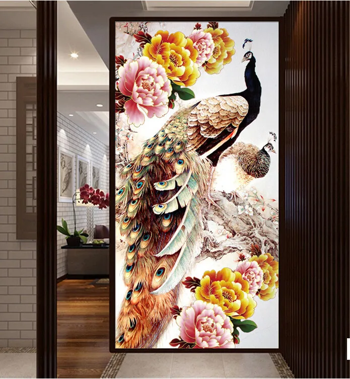 

2022 HOT sale 5D CRYSTAL DIY Diamond PaintingIcon Peacocks and flowers Round Diamond Embroidery Mosaic Picture of Rhinestone