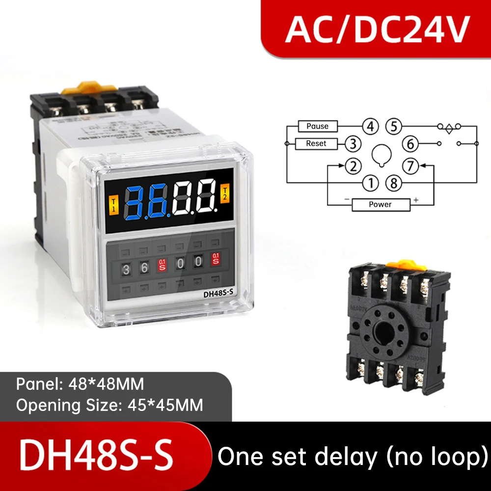 

DH48S-S цифровой дисплей задержка цикла КОНТРОЛЛЕР AC/DC24V 12V AC220V реле времени с функцией сброса базового цикла и функцией паузы