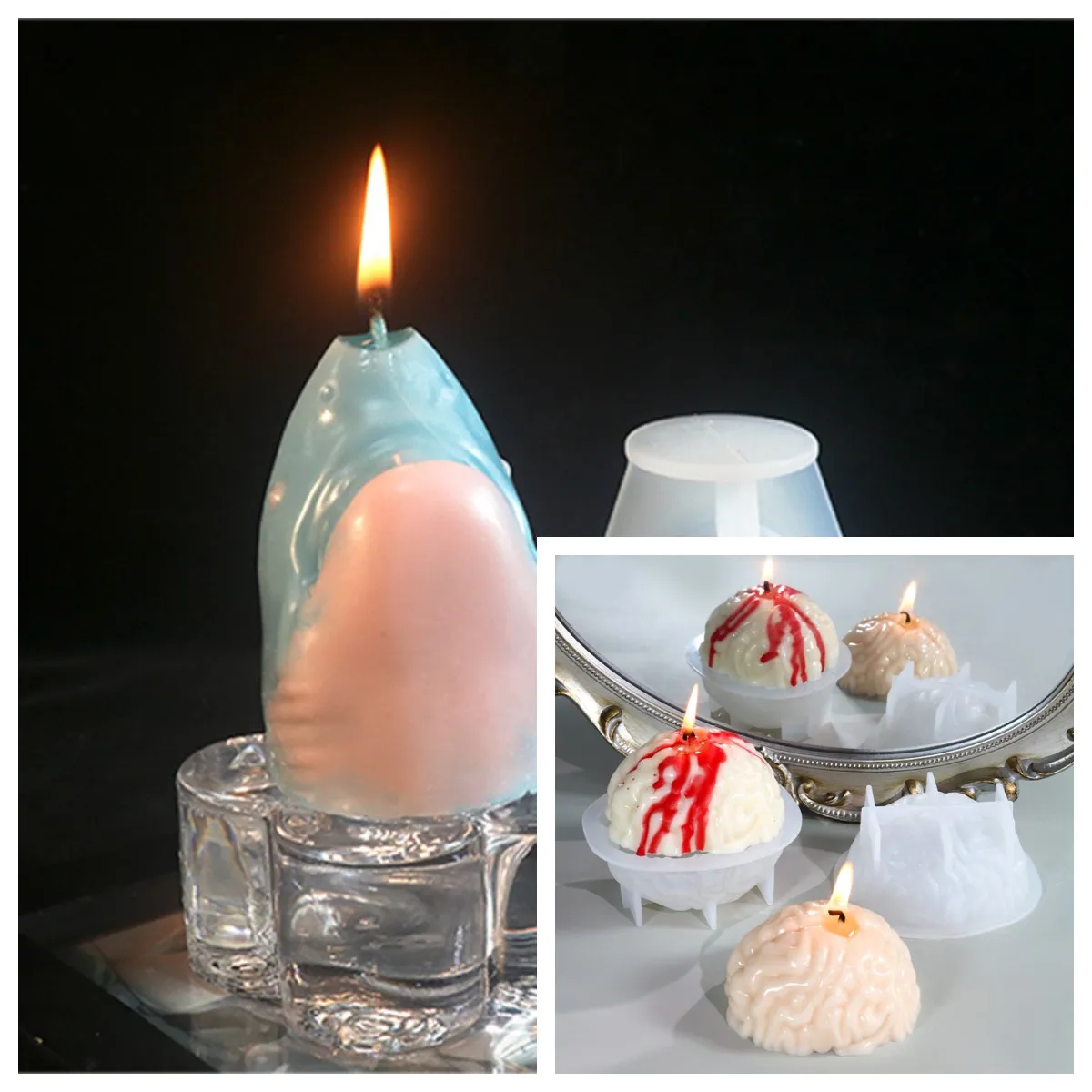 

Brain Shark Head Silicone Mold Gypsum form DIY Handmade Plaster Candle Ornaments Handicrafts Mold Hand Gift Making Kitchen Tool