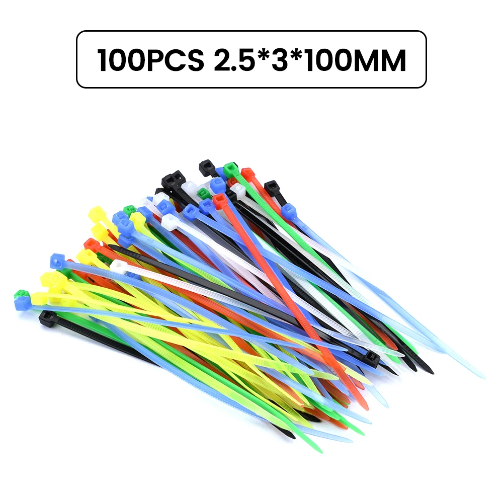 

Aideepen самоблокирующиеся нейлоновые кабельные стяжки 100 шт., 2,5*100 мм, 12 цветов
