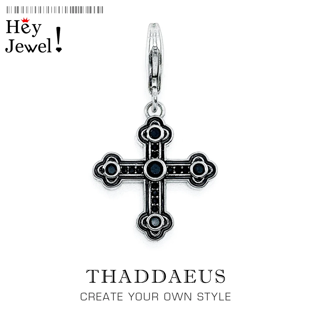 

Black Cross Charm 2019 Summer Europe Style Good Jewelry Europe Women Men Vintage Gift In 925 Sterling Silver Fit Bracelet