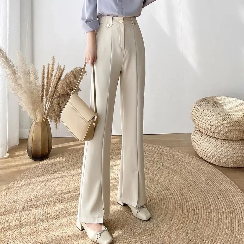 

Women Clothes Flared Pants 2022 New Spring Summer High Waist Thin Fashion Korean Design Flares Pants Slim Office Ladies Trousers