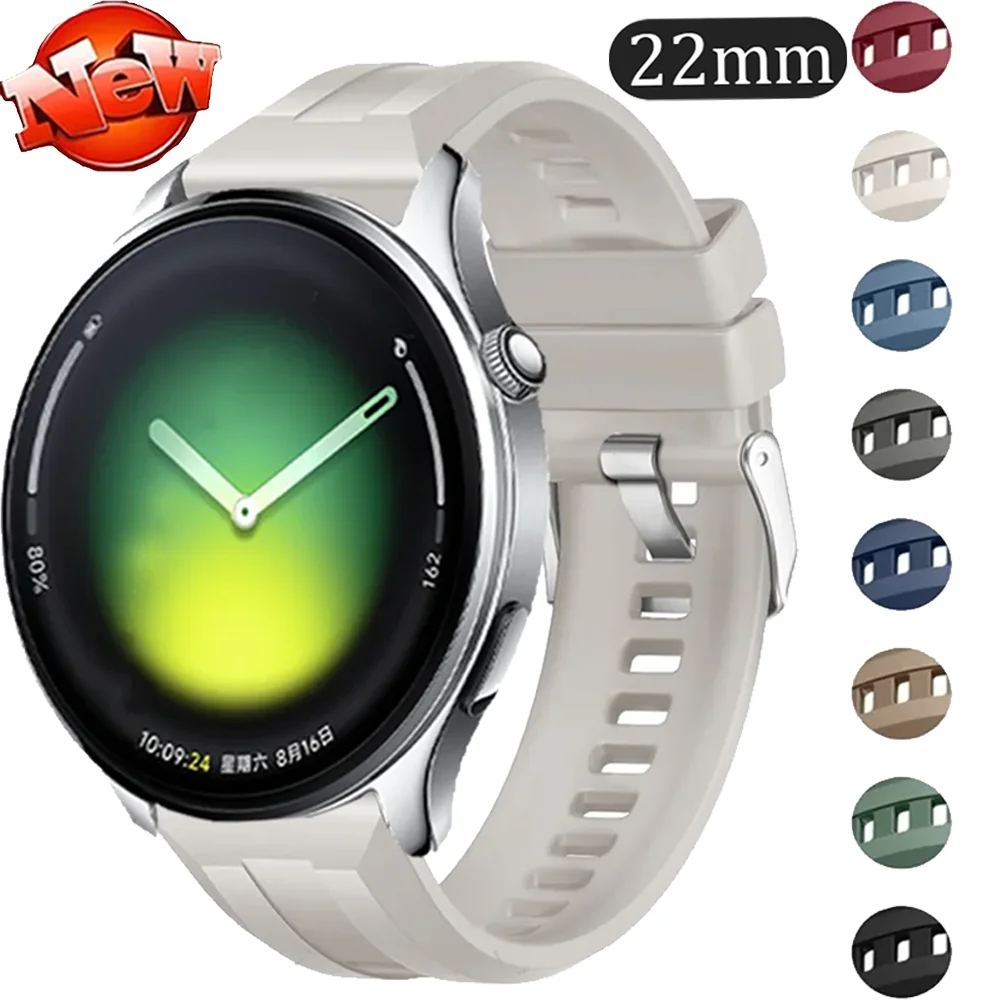 Фото Силиконовый ремешок 22 мм для Xiaomi Watch 5 S5-4-3-2, удобный спортивный браслет для OPPO Watch S-X2-X/Realme Watch 5-S, сменный ремешок №1