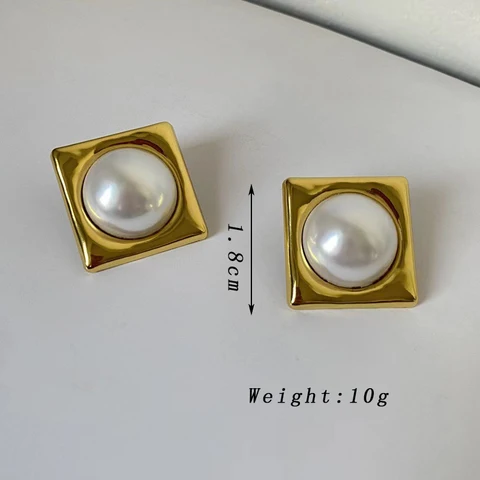 Серьги-гвоздики Guangtuo с жемчугом золотого цвета