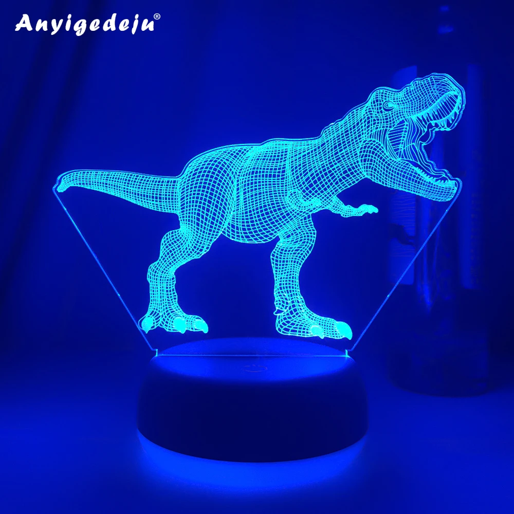 Luz Nocturna LED 3D de dinosaurio para escritorio, lámpara de mesa remota táctil, decoración, regalos para bebé, niño, cumpleaños, vacaciones, amiga