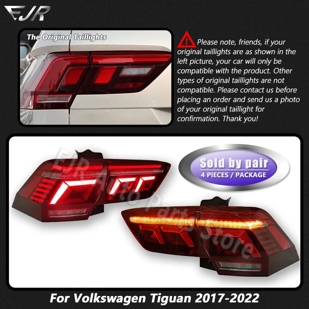 

Для Volkswagen VW Tiguan 2017-2024 светодиодные задние фонари, аксессуары, обновление динамических указателей поворота, модифицированный задний фонарь, автомобильная лампа