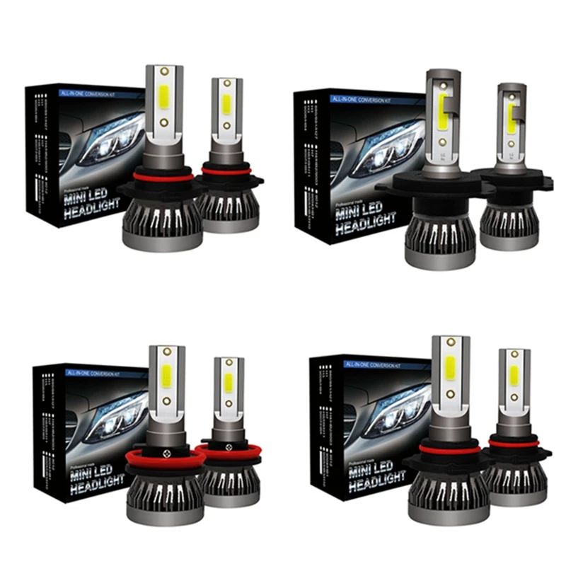 

2Pcs Mini1 Led Headlight 36W 6000Lm Cob Bulbs Kit Hi/Low Beam 6000K