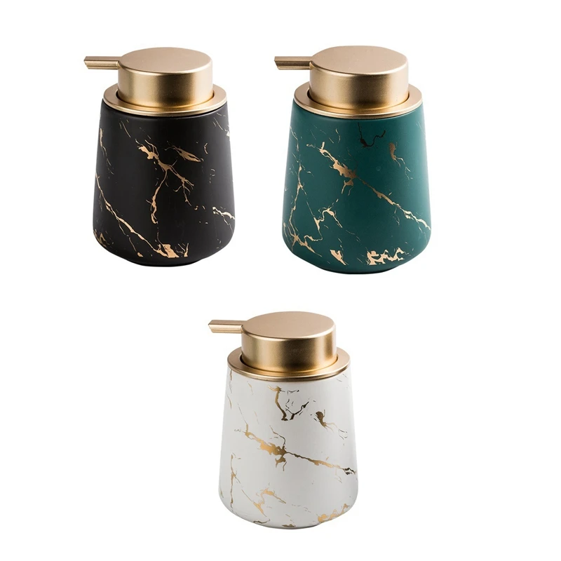 

Imitate Marble Ceramic Hand Soap Dispenser,Portable Refillable Liquid Shampoo&Lotion Jar,400Ml