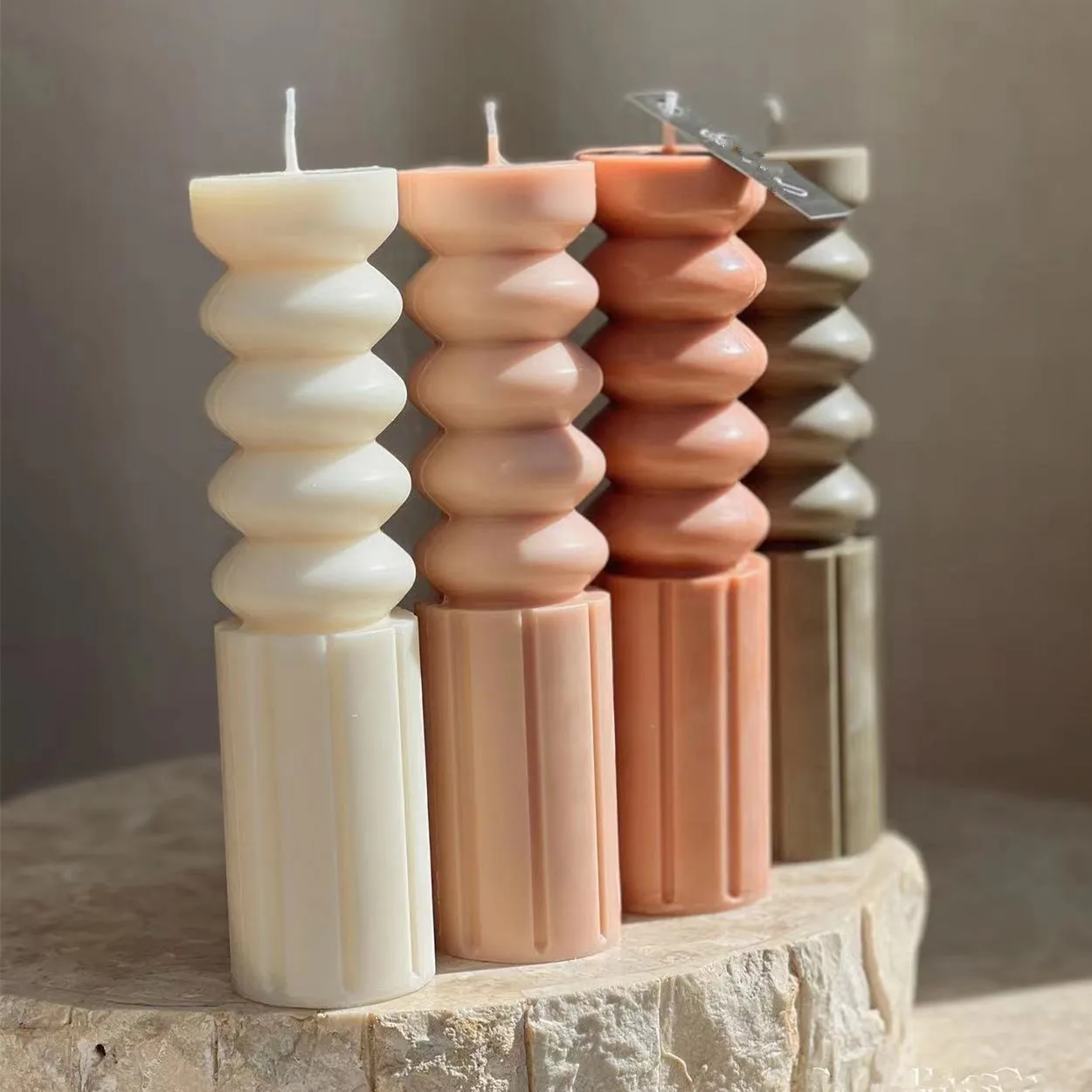

Silicone Candle Mold Round Cake Stacking Cylinder Vertical Stripe Cylinder Regular Geometry Candle Mold Soap Plaster Wax Mold