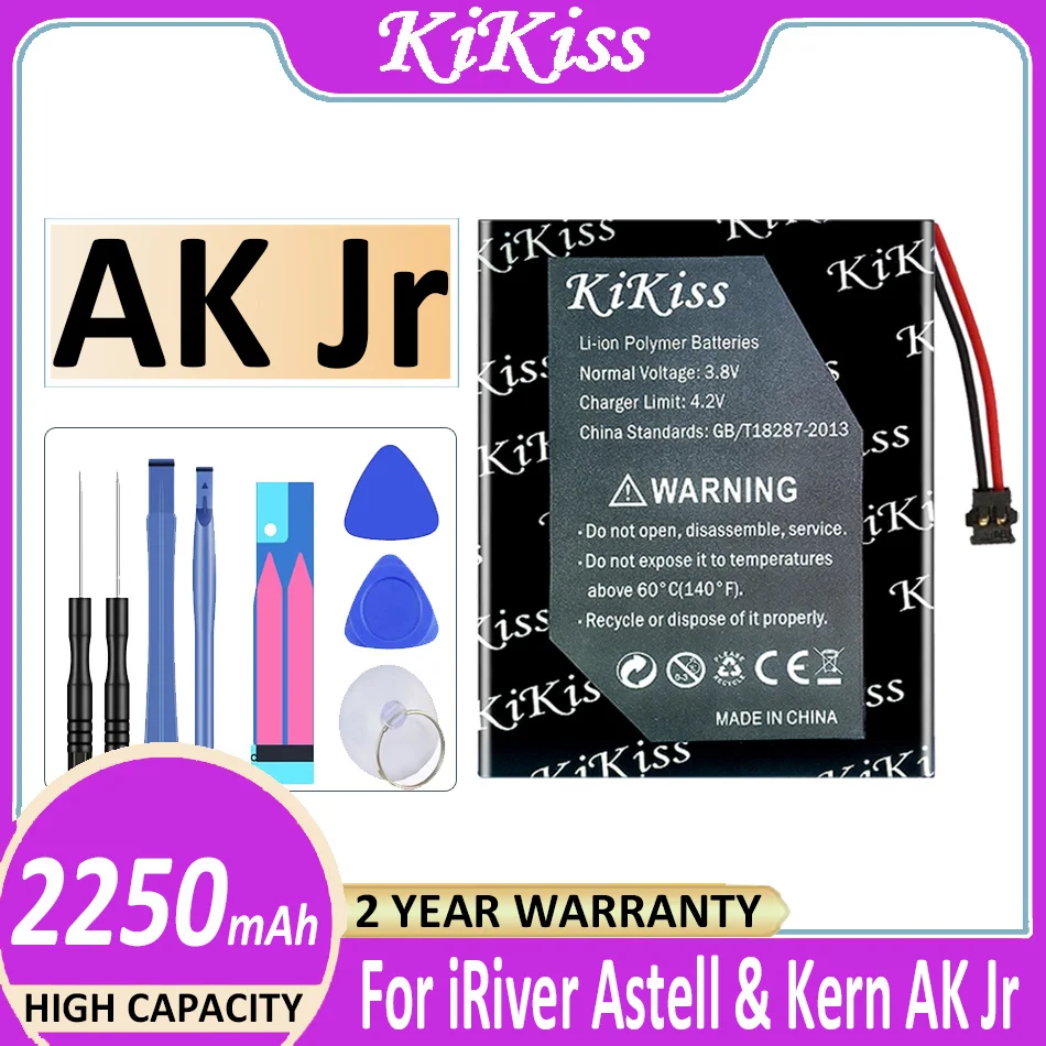 

2250mAh KiKiss Replacement Battery for IRiver Astell & Kern AK Jr Player Speaker Li-polymer Rechargeable Accumulator + Free Tool