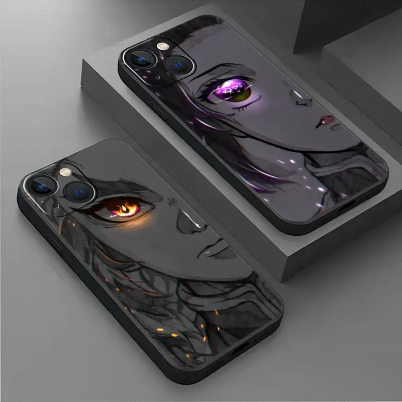 

Phone Case For iphone 14 12 Pro 13 Mini 11 Pro Max XS X XR 6 6s 7 8 14 Plus SE 5 5s Black Soft Cover Demon Slayer Corps Cool