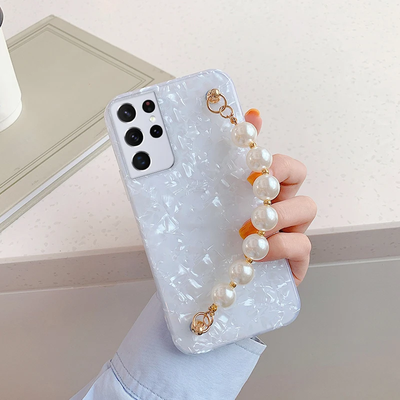 For Samsung S22 Case Pattern Pearl Bracelet Case For Samsung Galaxy S22 S20 FE S10 S9 S8 Plus Note 20 20Ultra A32 A51 A21S A13