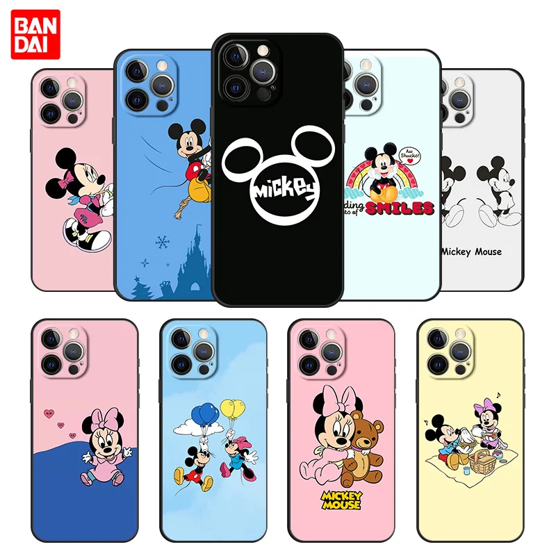 

Mickey Mouse Funny Cell Phone Case for iPhone 11 12 13 Mini Pro Max SE 2020 11Pro 12Pro 13Pro Black Couple Silicone Matte Cover