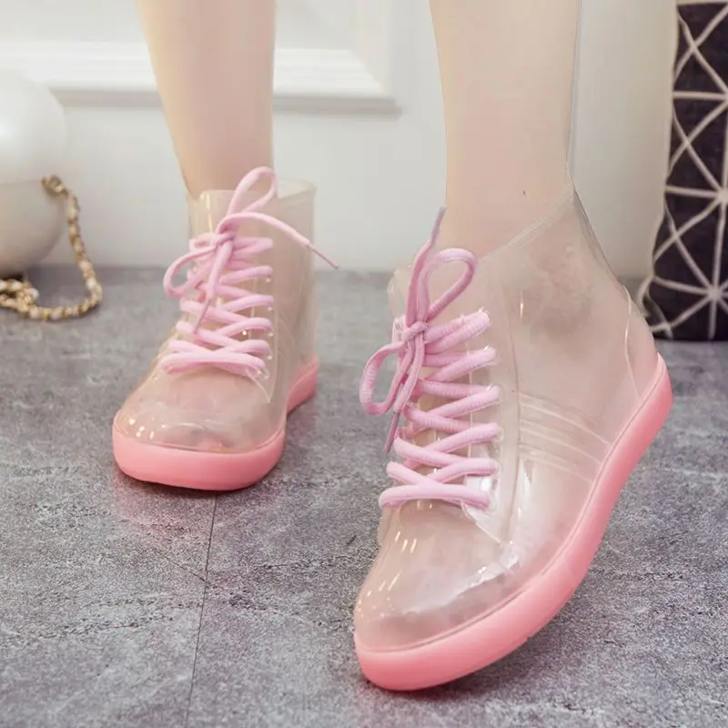 Rain boots women Transparent Non slip Jelly Women Waterproof boots  Overshoes Rubber boots for women Ankle boots Spring Summer