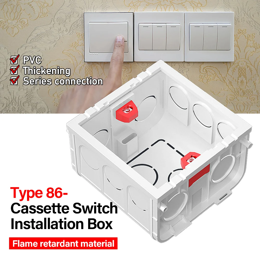 Регулируемый монтажный ящик для розетки внутренний хранения 86x86x50 мм настенного