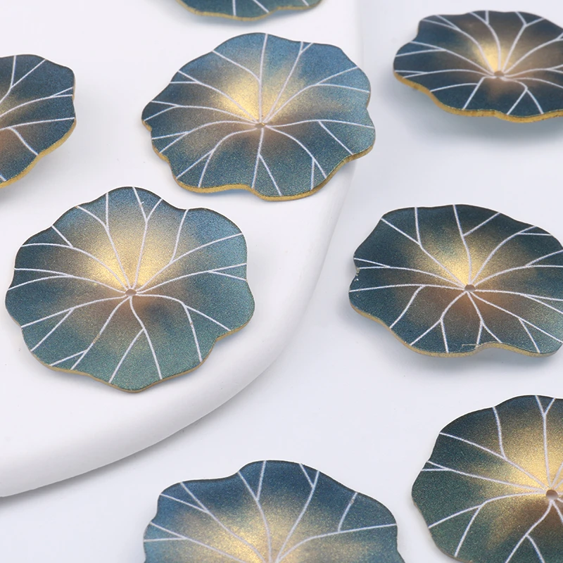 Lotus Leaf Beads For Diy Jewelry Making Resin Christmas Earring Necklace Key Chain Hair Accessories