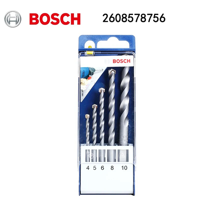 

Bosch 2608578756 Impact Stone Small Blue Box Triangle Handle Drill Concrete Drill Bit Set 5pcs