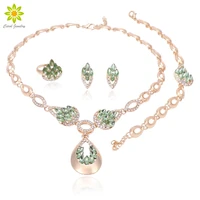 bridal wedding jewelry set crystal necklace earrings bracelet ring set classic leaf type for women wedding jewelry set