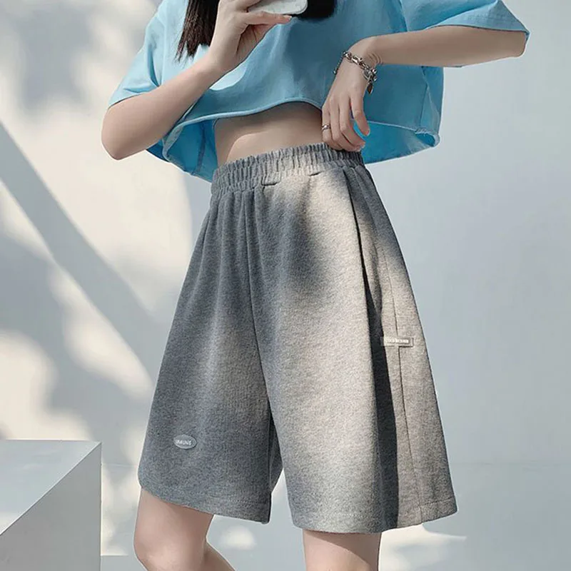 

Leg Student 2023 Pants Shorts Women Wide Korean Harajuku Summer All-match Short High Cotton Woman Casual Shorts Elastic Waist