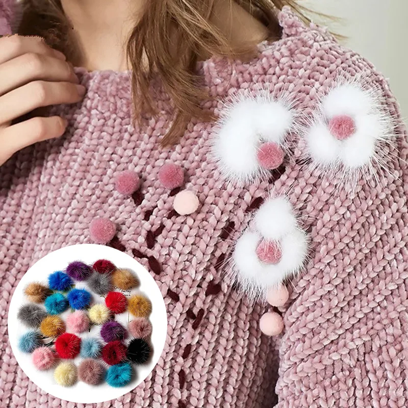 Помпон из искусственного меха норки 3 см 5 шт.