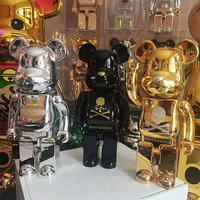 28cm bearbrick 400 electroplated boom skull mmj gold silver action figure ornaments