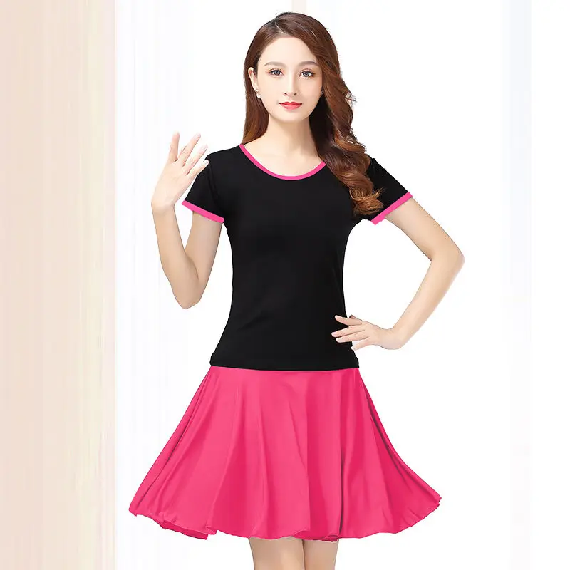 

Woman 2022 Summer 2 Piece Sets Female Festival Dance Costumes Solid Tops Ladies Stage Performance Skirts Costumes Suits R13